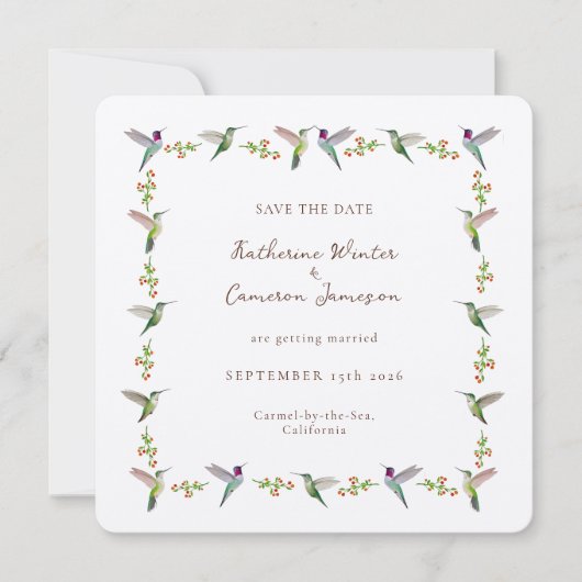 Save the Date Hummingbird Card (Voorkant)