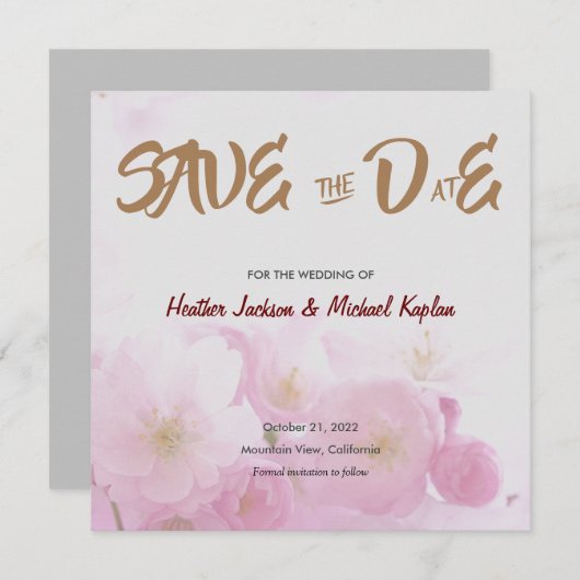 Save the Date Huwelijk Professionele Klassieke Blo (Voorkant / Achterkant)