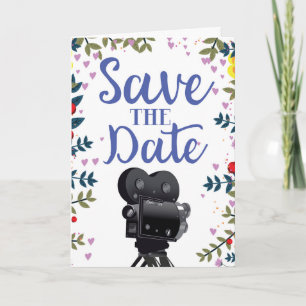 Save The Date Huwelijksfilm Camera Notitiekaartje