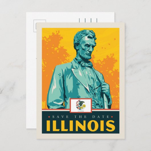 Save the date | Illinois Uitnodiging Briefkaart (Voorkant / Achterkant)