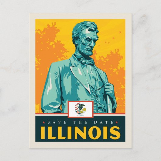 Save the date | Illinois Uitnodiging Briefkaart (Voorkant)