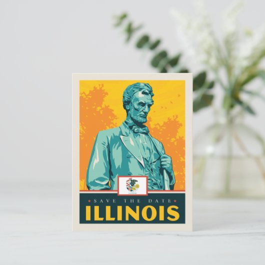 Save the date | Illinois Uitnodiging Briefkaart (Staand voorkant)