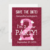 Save the Date I'm Two Birthday Party V09A WIJN ROO Aankondigingskaart (Voorkant / Achterkant)