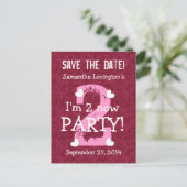 Save the Date I'm Two Birthday Party V09A WIJN ROO Aankondigingskaart (Staand voorkant)