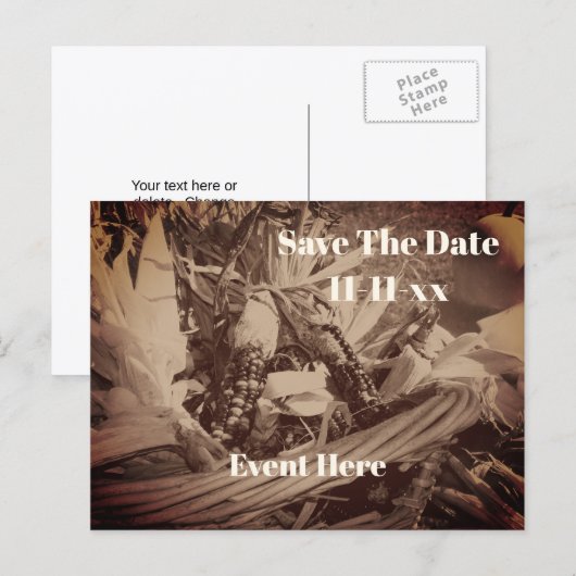 Save The Date Indian Corn Country Autumn Aankondigingskaart (Voorkant / Achterkant)