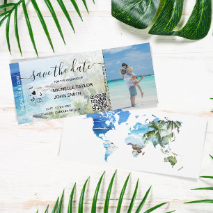 Save the Date Instapassagereisdocument Kaart Stran