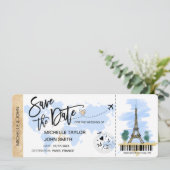 Save the Date Instapassagiebiljet Huwelijk Parijs Kaart (Staand voorkant)