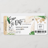 Save the Date Instapassagier World Map Strand Uitn Kaart (Voorkant)