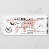 Save the Date Instapkaart Roze Gouden Landkaart Ui (Voorkant)