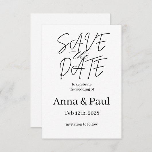 SAVE THE DATE Invitation Kaart (Voorkant / Achterkant)