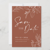 Save the Date Invitation Terracotta Floral Kaart (Voorkant)