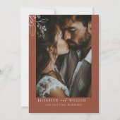 Save the Date Invitation Terracotta Floral Kaart (Achterkant)