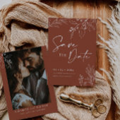Save the Date Invitation Terracotta Floral Kaart