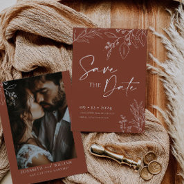 Save the Date Invitation Terracotta Floral Kaart