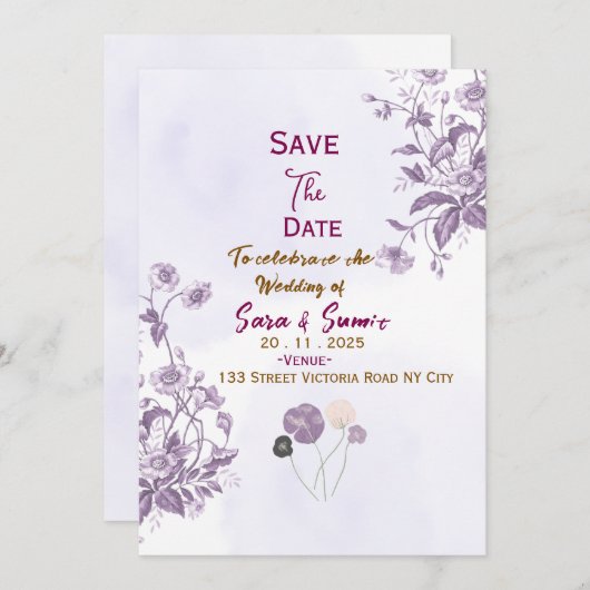 Save the Date Invitations  Kaart (Voorkant / Achterkant)