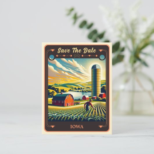 Save the date | Iowa Invitation Briefkaart (Staand voorkant)