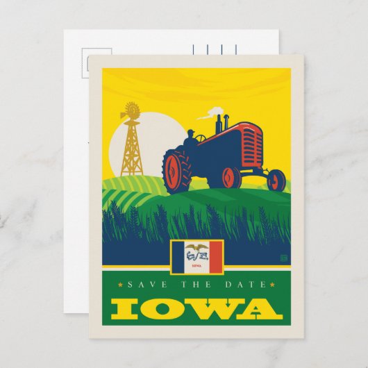 Save the date | Iowa Uitnodiging Briefkaart (Voorkant / Achterkant)