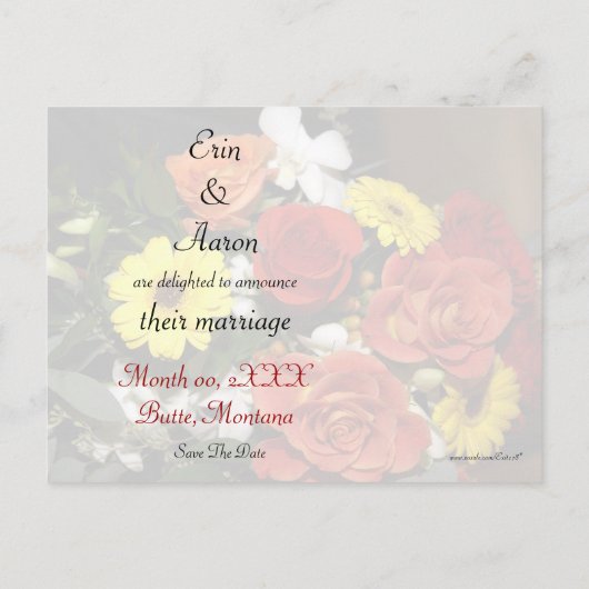 "Save the Date" Jagged Edge Hart Boeket Sjabloon Briefkaart (Achterkant)