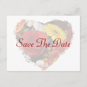 "Save the Date" Jagged Edge Hart Boeket Sjabloon Briefkaart
