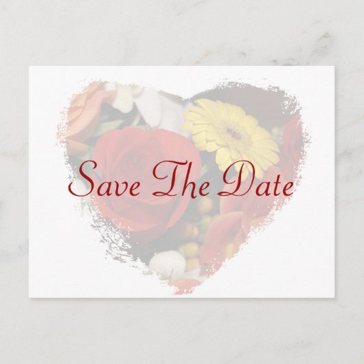 "Save the Date" Jagged Edge Hart Boeket Sjabloon Briefkaart (Voorkant)