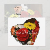 "Save the Date" Jagged Edge Hartboeket Briefkaart (Voorkant / Achterkant)