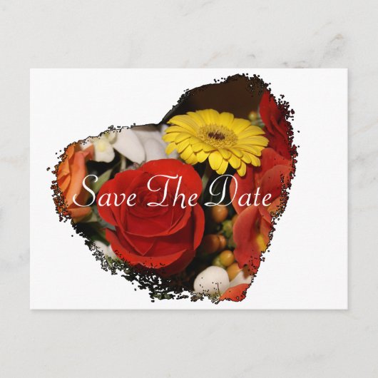 "Save the Date" Jagged Edge Hartboeket Briefkaart (Voorkant)