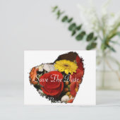 "Save the Date" Jagged Edge Hartboeket Briefkaart (Staand voorkant)