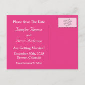 Save The Date Jumbo Snowflake (Donkerroze / Wit) Aankondigingskaart (Achterkant)