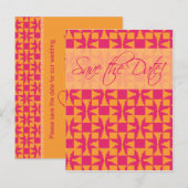 Save the Date Kaart (Birini: pompoen/hot pink) (Voorkant / Achterkant)