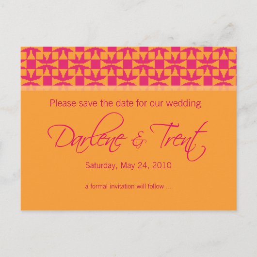 Save the Date Kaart (Birini: pompoen/hot pink) (Achterkant)