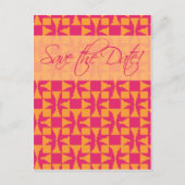 Save the Date Kaart (Birini: pompoen/hot pink) (Voorkant)