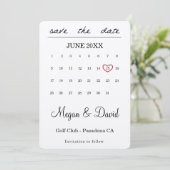 Save the Date kaart - hart datum - kalender (Staand voorkant)