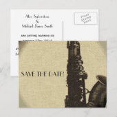 SAVE THE DATE kaart jazz leeftijd bruiloft uitnodi (Voorkant / Achterkant)