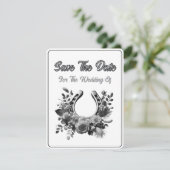 Save The Date Kaart Monochrome Hoefijzer (Staand voorkant)