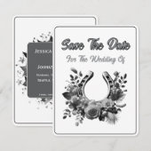 Save The Date Kaart Monochroom Hoefijzer (Voorkant / Achterkant)