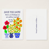 'Save the Date' Kaart, Pots of Flowers Visitekaartjes (Voorkant /achterkant)