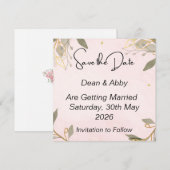 Save The Date Kaarten met roze achtergrond (Voorkant / Achterkant)