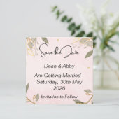 Save The Date Kaarten met roze achtergrond (Staand voorkant)