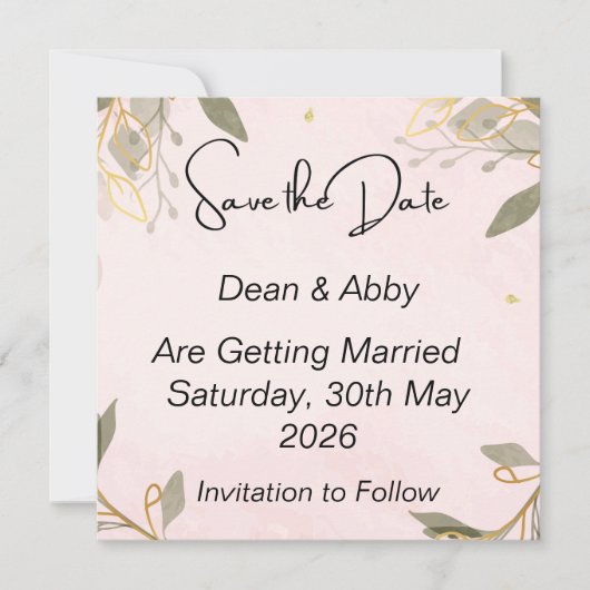 Save The Date Kaarten met roze achtergrond (Voorkant)