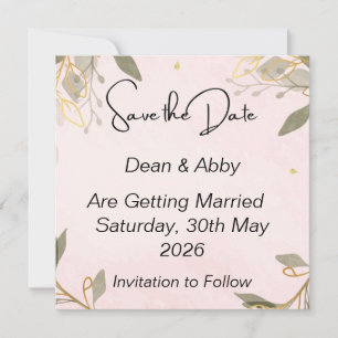 Save The Date Kaarten met roze achtergrond