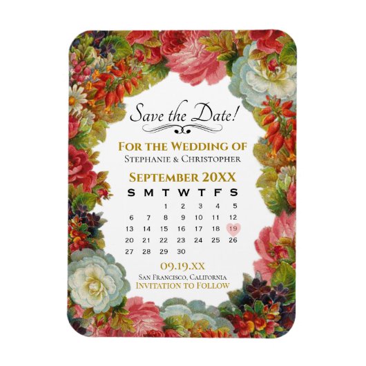Save the Date Kalender Rustieke Herfst Bloemenbrui Magneet (Verticaal)