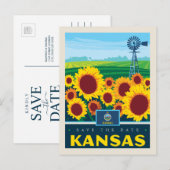 Save the date | Kansas Uitnodiging Briefkaart (Voorkant / Achterkant)