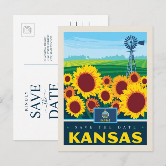 Save the date | Kansas Uitnodiging Briefkaart (Voorkant / Achterkant)