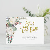 Save the Date Kerstmis Bloemen Uitnodiging (Staand voorkant)