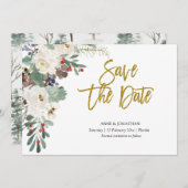 Save the Date Kerstmis Bloemen Uitnodiging (Voorkant / Achterkant)