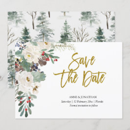 Save the Date Kerstmis Bloemen Uitnodiging
