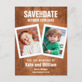 Save the Date Kindertijd Foto's Boho  Hout Briefkaart (Voorkant)