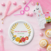 Save the Date - Kleurrijke bloemenkrans Papieren Bordje (Feest)