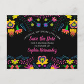 Save the Date Kleurrijke Mexicaanse Fiesta Floral Aankondigingskaart (Voorkant)