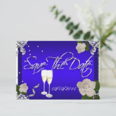 Save The Date Koningsblauwe Huwelijksjubileum Brui Kaart (Staand voorkant)